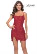 Picture of: Short Dress with Square Neck and Skirt Slit in Red, Style: 30960, Detail Picture 4