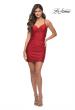 Picture of: Open Back Jersey Dress with Ruching and V Neck in Red, Detail Picture 5