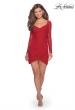 Picture of: Long Sleeve Lace Short Dress with Sheer Back Detail in Red, Style: 28232, Detail Picture 6