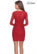 Picture of: Long Sleeve Lace Short Dress with Sheer Back Detail in Red, Style: 28232, Detail Picture 7
