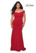 Picture of: Off the Shoulder Plus Size Jersey Prom Dress in Red, Style: 28963, Main Picture