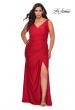 Picture of: Curvy Jersey Prom Dress with Ruching and Slit in Red, Style: 29024, Main Picture