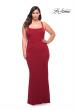 Picture of: Ruched Long Jersey Plus Dress with Square Neckline in Red, Style: 29590, Main Picture