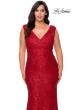 Picture of: Curvy Stretch Lace Dress with V-Neck and Rhinestones in Red, Style: 28837, Detail Picture 9