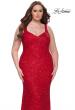 Picture of: Fitted Stretch Sequin Plus Size Dress with V Neck in Red, Style: 31163, Detail Picture 13