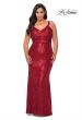 Picture of: Sequined Curvy Prom Dress with Criss Cross Back in Red, Style: 29037, Back Picture
