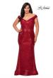 Picture of: Sequin Off The Shoulder Plus Size Prom Dress in Red, Style: 28949, Detail Picture 1