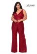 Picture of: Sequin Plus SIze Jumpsuit with Plunging Neckline in Red, Style: 29003, Detail Picture 1