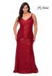 Picture of: Long Sequin Curvy Prom Dress with V-Neckline in Red, Style: 29006, Detail Picture 1