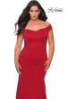 Picture of: Off the Shoulder Plus Size Jersey Prom Dress in Red, Style: 28963, Detail Picture 2