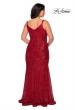 Picture of: Long Sequin Curvy Prom Dress with V-Neckline in Red, Style: 29006, Detail Picture 2