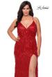 Picture of: Fringe Sequin Plus Size Prom Gown with Criss Cross Back in Red, Style: 29013, Detail Picture 2
