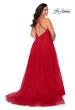 Picture of: Plus Size A-line Tulle Prom Dress with Floral Detailing in Red, Style: 29021, Detail Picture 2