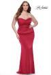 Picture of: Strapless Ruched Stretch Satin Plus Size Dress in Red, Style: 32157, Detail Picture 2