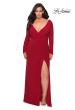 Picture of: Long Sleeve Curvy Prom Dress with Ruching in Red, Style: 29044, Detail Picture 3