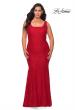 Picture of: Stretch Lace Plus Size Prom Gown with Beading in Red, Style: 28948, Detail Picture 4