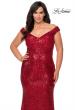 Picture of: Sequin Off The Shoulder Plus Size Prom Dress in Red, Style: 28949, Detail Picture 1