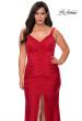 Picture of: Curvy Jersey Prom Dress with Center Slit and Ruching in Red, Style: 29027, Detail Picture 4