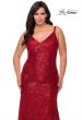 Picture of: Long Sequin Curvy Prom Dress with V-Neckline in Red, Style: 29006, Detail Picture 5