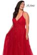 Picture of: Plus Size A-line Tulle Prom Dress with Floral Detailing in Red, Style: 29021, Detail Picture 5