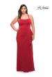 Picture of: Elegant Jersey Gown with Ruffle Slit Detail in Red, Style: 29634, Detail Picture 5