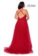 Picture of: Plus Size A-line Tulle Prom Dress with Floral Detailing in Red, Style: 29021, Detail Picture 6