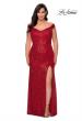 Picture of: Sequin Plus Size Dress with Off the Shoulder Detail in Red, Style: 29023, Detail Picture 6