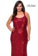 Picture of: Stretch Lace Plus Size Prom Dress with Criss Cross Back in Red, Style: 28842, Detail Picture 7