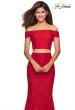 Picture of: Lace Two Piece Off the Shoulder Dress with Rhinestones in Red, Style: 27443, Main Picture