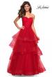 Picture of: Layered Tulle Strapless Prom Gown with Ruching in Red, Style: 27624, Main Picture