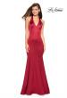 Picture of: Form Fitting Halter Satin Dress with Open Back in Red, Style: 27653, Main Picture