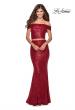 Picture of: Jewel Tone Off the Shoulder Two Piece Prom Dress in Red, Style: 28425, Main Picture