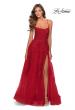 Picture of: A-line Prom Dress with Cascading Lace Detail in Red, Style: 28503, Main Picture