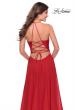 Picture of: Long Chiffon Prom Dress with Unique Lace Up Back in Red, Style: 28522, Main Picture