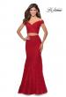 Picture of: Two Piece Lace Gown with Off the Shoulder Top in Red, Style: 28816, Main Picture