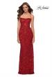 Picture of: Print Sequin Long Dress with Lace Up Back in Red, Style 29638, Main Picture