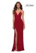 Picture of: Matte Jersey Long Dress with Lace Up Back in Red, Style 29708, Main Picture