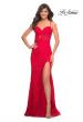 Picture of: Lace Prom Gown With Sheer Bodice and Tie Up Back in Red, Style: 30671, Main Picture