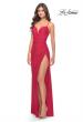 Picture of: Ruched Deep V Dress with Trendy High Slit in Red, Style: 31127, Main Picture