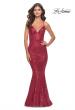 Picture of: Fitted Stretch Sequin Dress with Open Back and Defined Cups in Red, Style: 31291, Main Picture