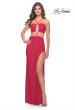 Picture of: Unique Jersey Gown with Front Cut Outs and Criss Cross Straps in Red, Style: 31293, Main Picture