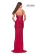 Picture of: Intricate Lace Up Back Jersey Gown with Ruching in Red, Style: 31330, Main Picture