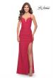 Picture of: Long Jersey Dress with Slit and V Neckline in Red, Style: 31450, Style: 31450