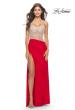 Picture of: Prom Dress with Rhinestone Sheer Bodice and Asymmetrical Skirt in Red, Style: 31537, Main Picture
