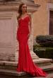 Picture of: Ruched Jersey Mermaid Prom Dress with Rhinestone Neckline in Red , Style: 32918, Main Picture