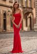 Picture of: Strapless Fitted Jersey Evening Gown with Ruching in Red, Style: 33403, Main Picture