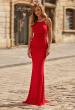 Picture of: Fitted Jersey Gown with Open Back and Ruching in Red, Style: 33644, Main Picture
