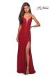Picture of: Stretch Lace Long Prom Dress with Illusion Sides in Red, Style: 27029, Detail Picture 8