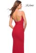 Picture of: Net Jersey Long Dress with Ruching and Diamond Straps in Red, Style: 30701, Detail Picture 8