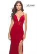 Picture of: Unique Stretch Lace Prom Dress with Sheer Bodice in Red, Style: 31249, Detail Picture 8